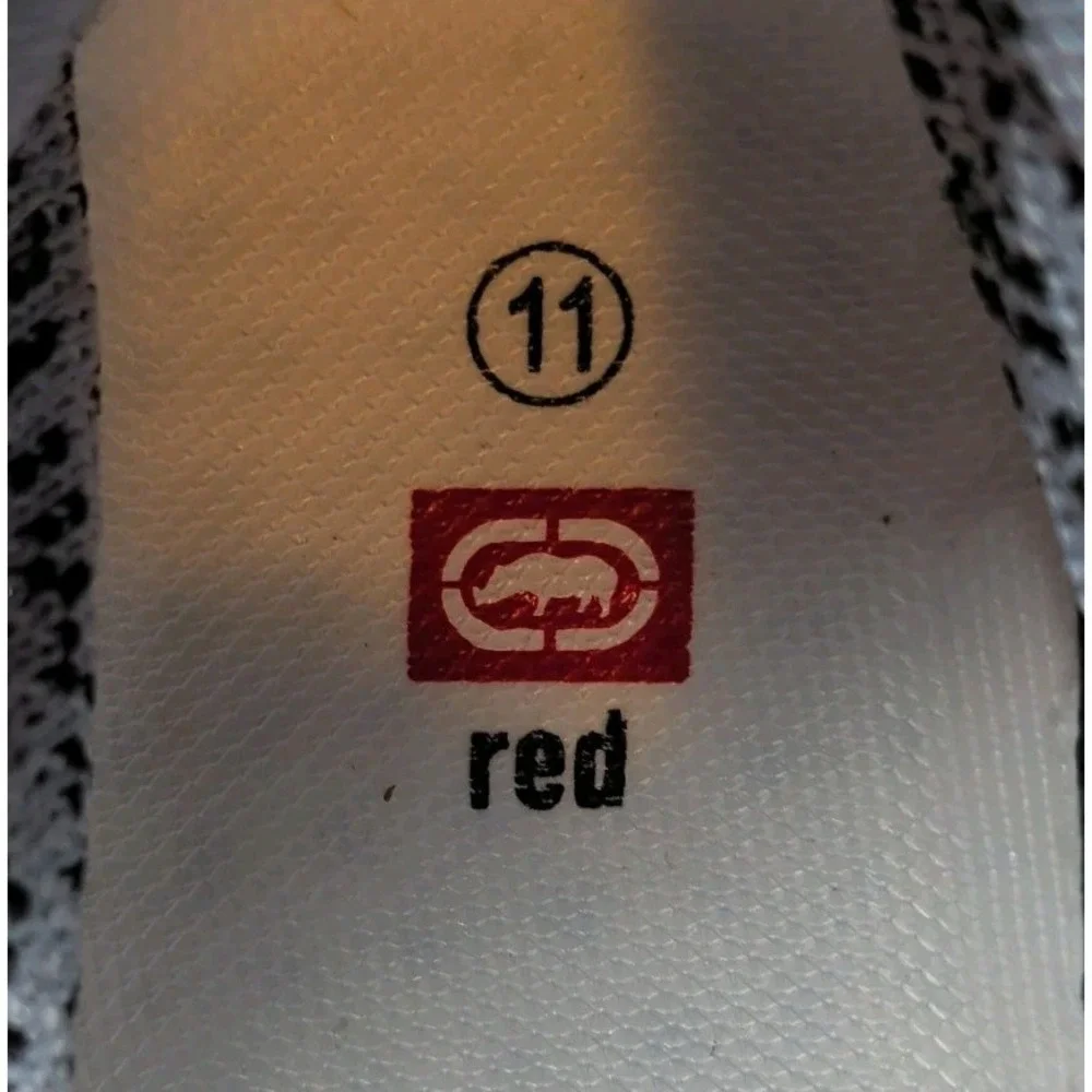 Ecko Unltd Red Sneakers Womens Size 11 Black Mesh Lace Up Lightweight Running
